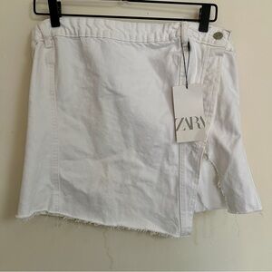 Zara Asymmetrical White Denim Top